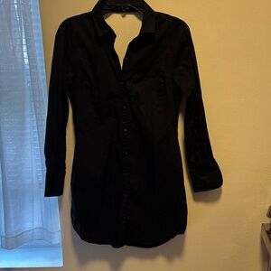 Fashion Nova Black Long Sleeve Shirt Dress Small Casual mini